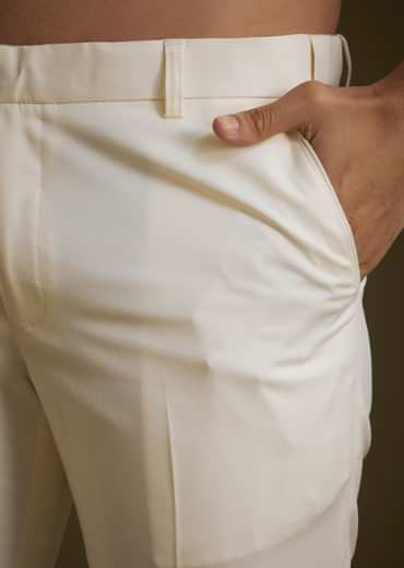 Beige Silk Textured Jodhpuri Suit With Cut Dana Accents