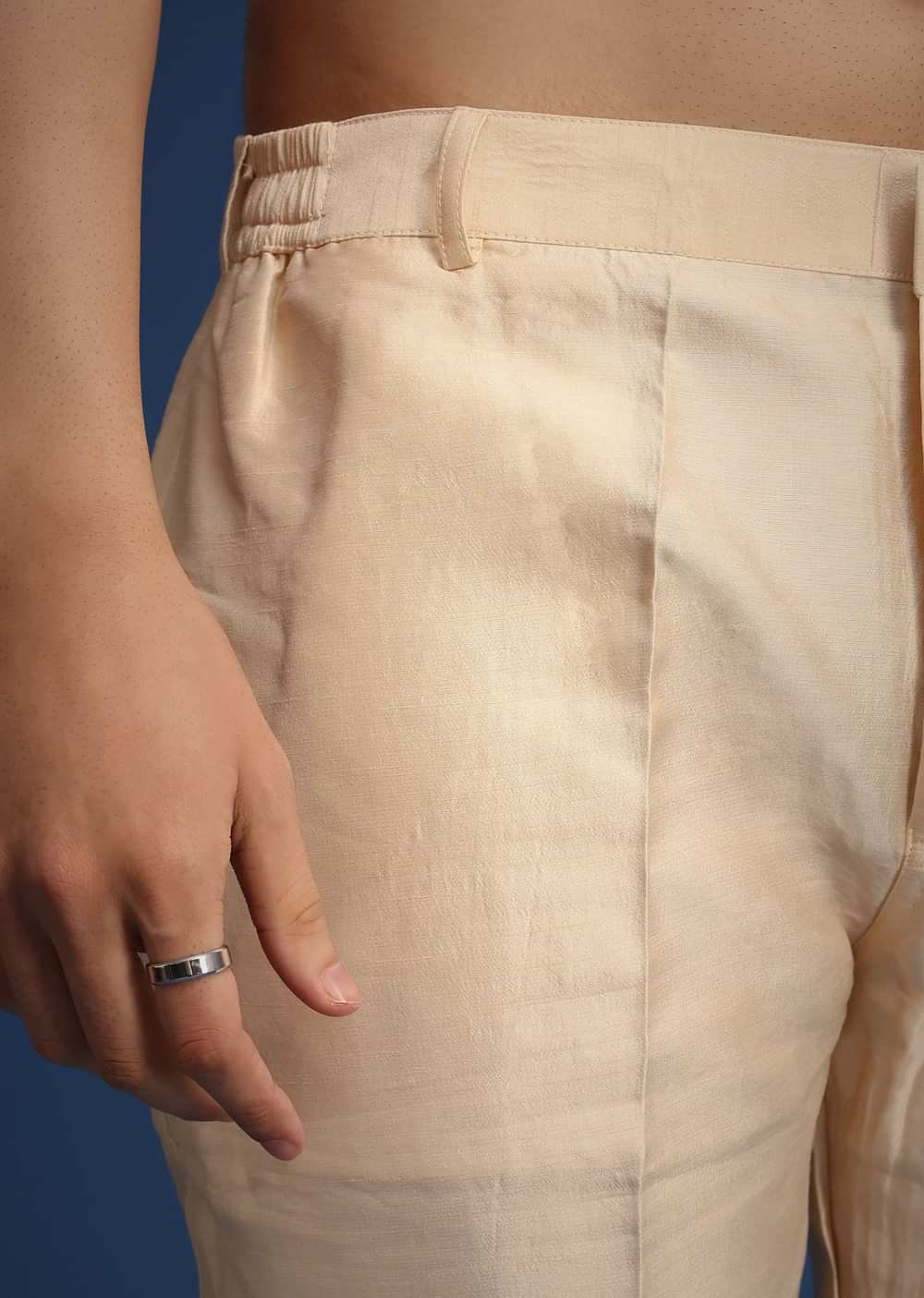 Beige Silk Zardozi Work Jacket And Kurta Set