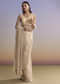 Beige Tissue Saree With Floral Embroidery And Beadwork