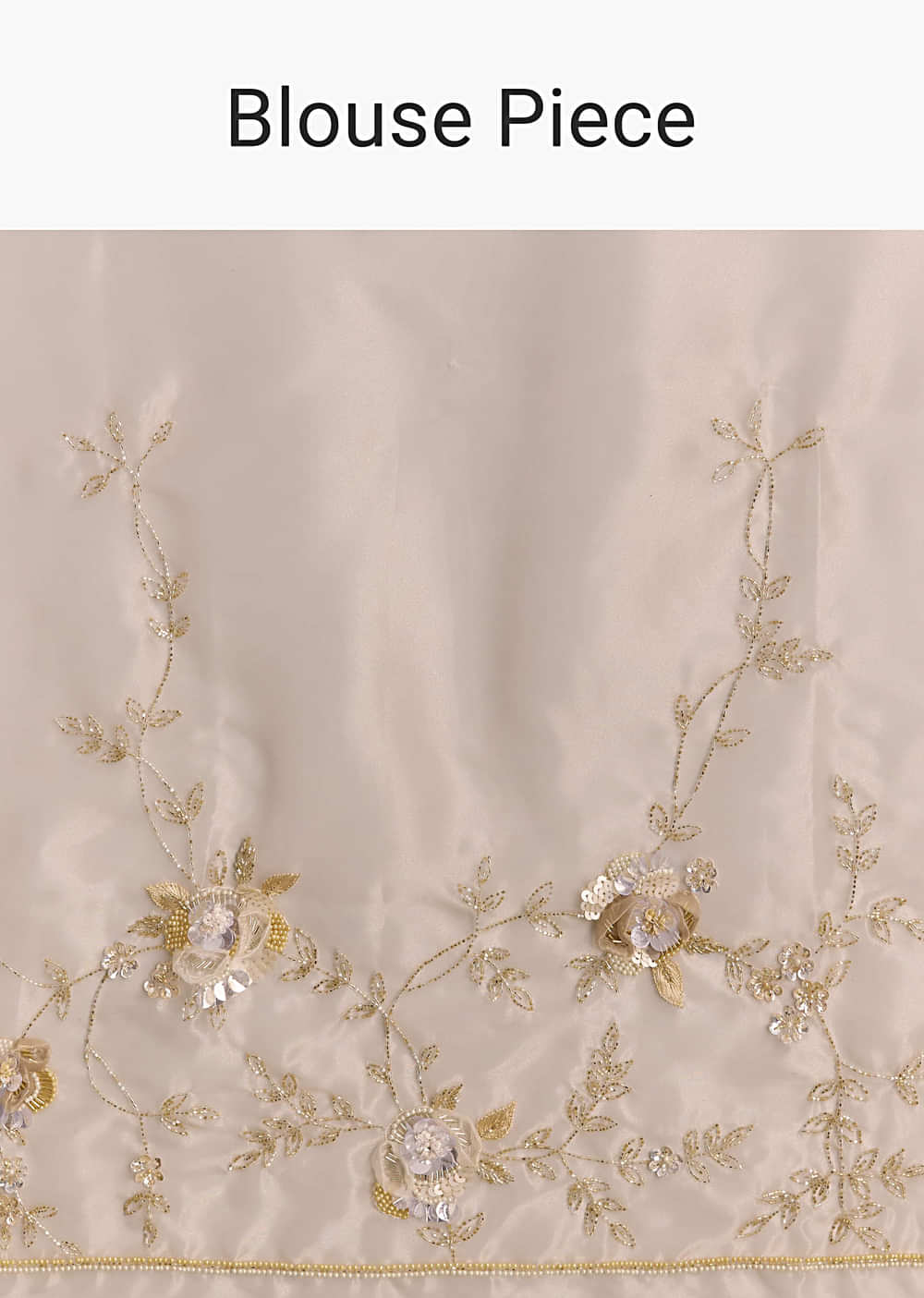 Beige Tissue Saree With Moti And Cutdana Embroidery