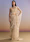 Beige Tissue Saree With Moti And Cutdana Embroidery