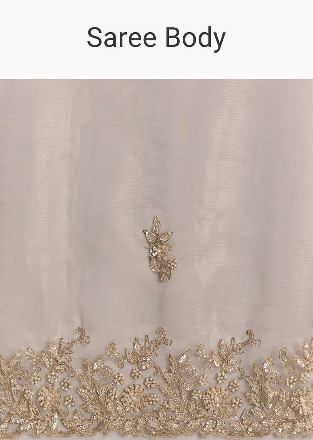 Beige Tissue Saree With Sequins And Cutdana Embroidery