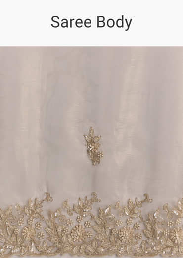 Beige Tissue Saree With Sequins And Cutdana Embroidery