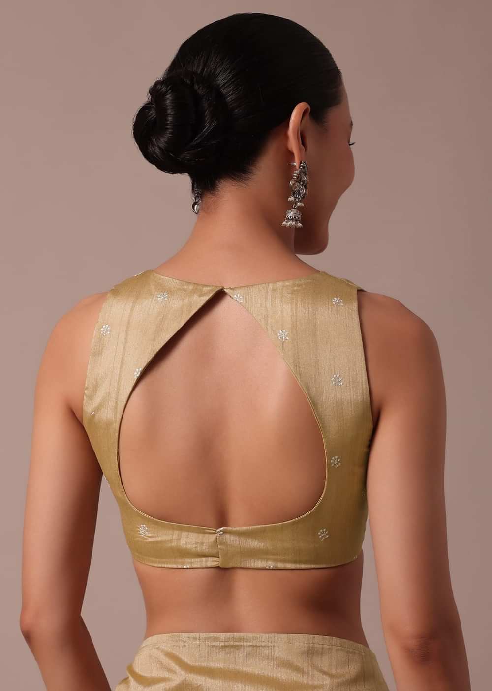 Beige Tussar Saree With Unstitched Blouse