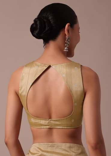 Beige Tussar Saree With Unstitched Blouse