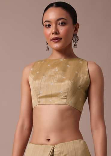 Beige Tussar Saree With Unstitched Blouse