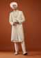 Cream White Embroidered Sherwani Set In Tussar Silk