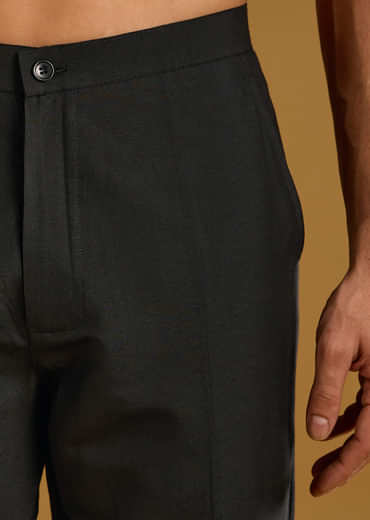 Black Banarasi Silk Kurta Set For Men With Aari And Zardosi Work