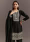 Black Beads And Sequins Work Kurta Set With Organza Dupatta