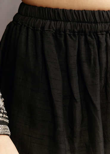 Black Beads And Sequins Work Kurta Set With Organza Dupatta