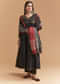 Black Chanderi Anarkali Suit With Zari And Sequins Embroidery