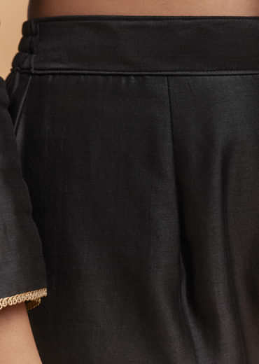 Black Chanderi Anarkali Suit With Zari And Sequins Embroidery