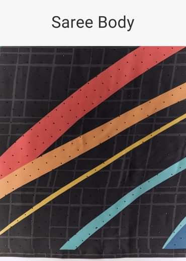 Black Checkered Printed Saree with Blouse Fabric