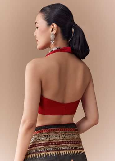 Black Cotton Linen Saree with Blouse Fabric