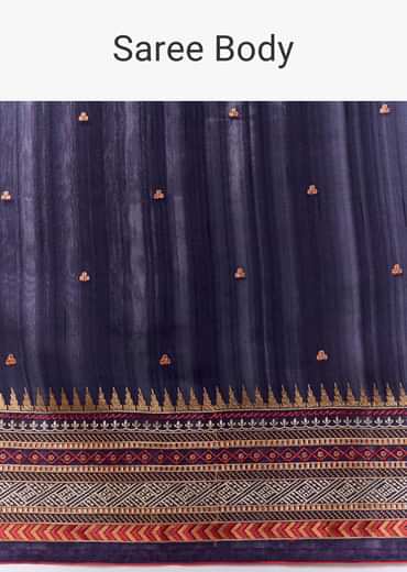 Black Cotton Linen Woven Saree with Blouse Fabric