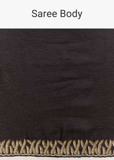 Black Crushed Tissue Saree With Scallop Border And Stone Embroidery