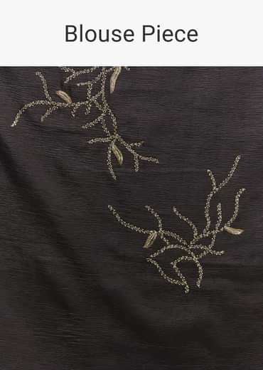 Black Crushed Tissue Saree With Scallop Border And Stone Embroidery