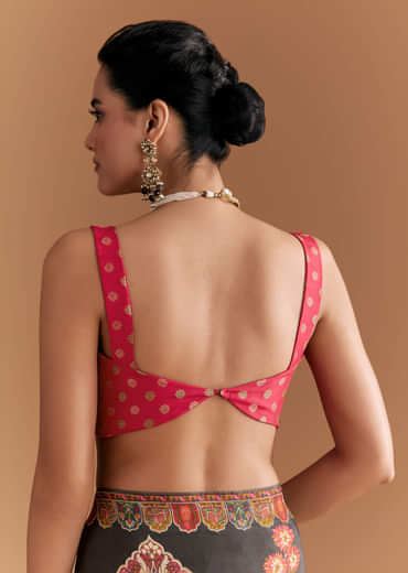 Black Dola Silk Saree With Madhubani Weave And Embroidery