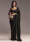 Black Embroidered Chinon Saree With Cut Dana Work
