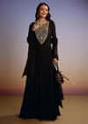 Black Georgette Anarkali Suit With Zari And Sequins Work