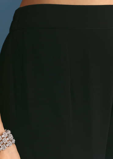 Black Georgette Peplum Kurta Sharara Set With Beads And Sequins