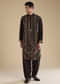 Black Handwoven Jacquard Silk Mens Kurta Pant Set