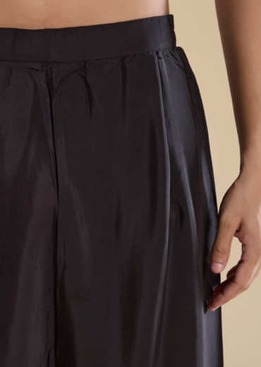 Black Handwoven Jacquard Silk Mens Kurta Pant Set