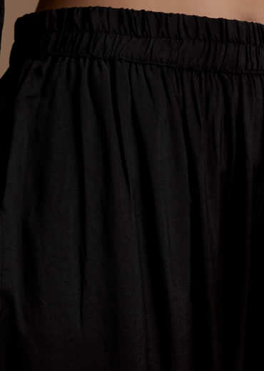 Black Indie Print Kurta Set with Stone Work