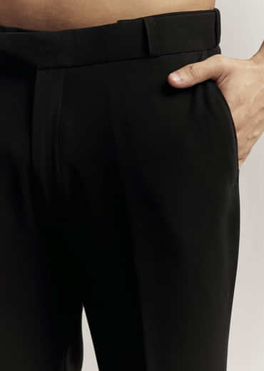 Black Indo Western For Men With Heavy Embroidery On Suiting Fabric