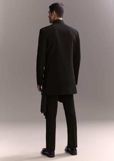 Black Indo Western Set For Men With Heavy Hand Work