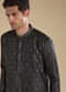 Black Jacquard Textured Mens Kurta and Pant Set