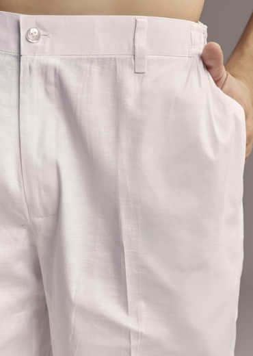 Black Linen Kurta Set For Men With Resham Embroidery