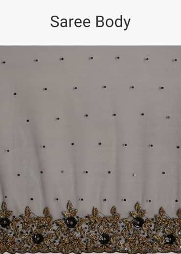 Black Net Saree With Embroidered Border