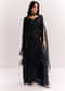 Black Organza Cape Suit With Sequins And Cutdana Embroidered Top