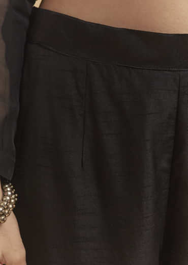 Black Organza Kurta Set With Intricate Zari Embroidery