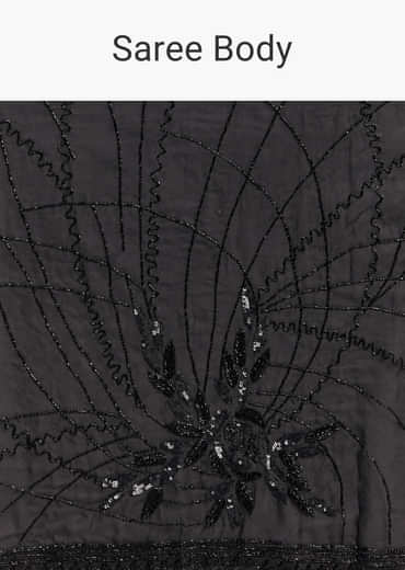 Black Organza Saree With Beaded Geometric Embroidery