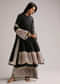 Black Printed Border Anarkali Set With Palazzo And Dupatta