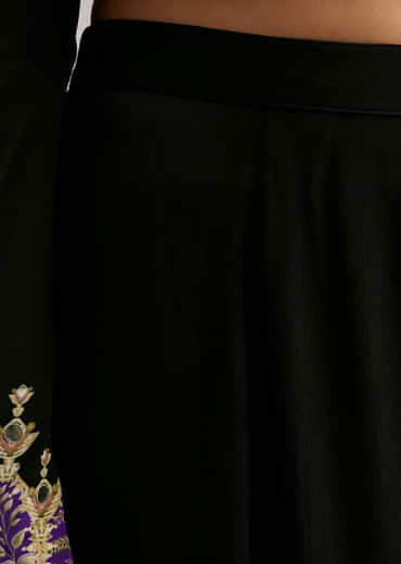 Black Printed Kurta Palazzo Set With Dupatta