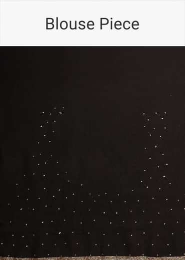 Black Saree In Georgette With Kashmiri Embroidery In Paisley And Floral Jaal