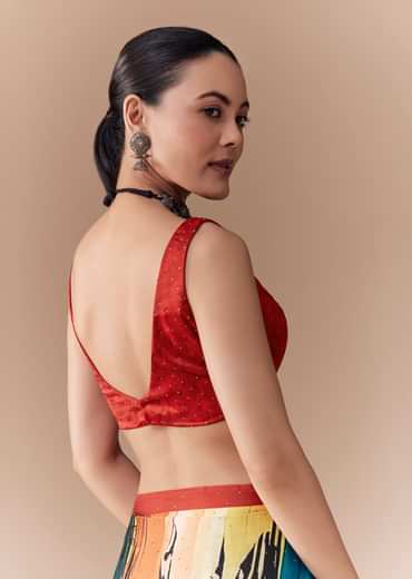 Black Satin Striped Printed Saree with Blouse Fabric