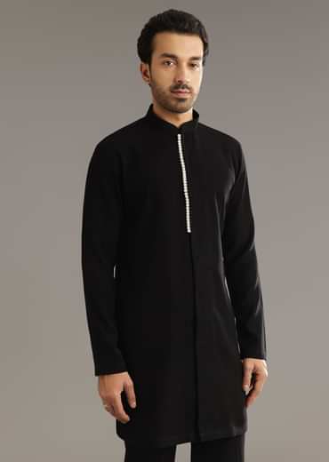 Black Sequin Jaal Embroidered Indo Western Set