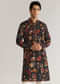 Black Silk Floral Resham Embroidered Kurta Set