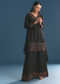 Black Silk Kurta Palazzo Set With Cut Dana Work