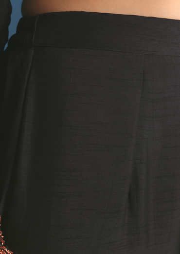 Black Silk Kurta Palazzo Set With Cut Dana Work