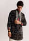 Black Silk Kurta Set With Bandhani Print