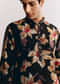 Black Silk Kurta Set With Floral Print