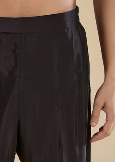 Black Silk Mens Kurta Set with Dupatta