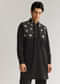 Black Suiting Cutdana Sequins Floral Kurta Jacket Set