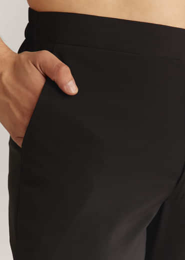 Black Suiting Cutdana Sequins Floral Kurta Jacket Set