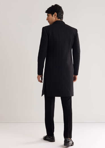 Black Suiting Indo Western With Thread And Beadwork